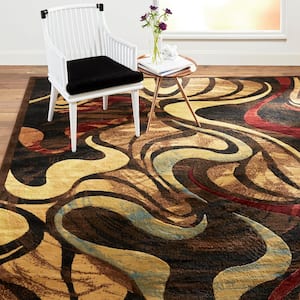 Catalina Black/Brown 8 ft. x 10 ft. Abstract Area Rug