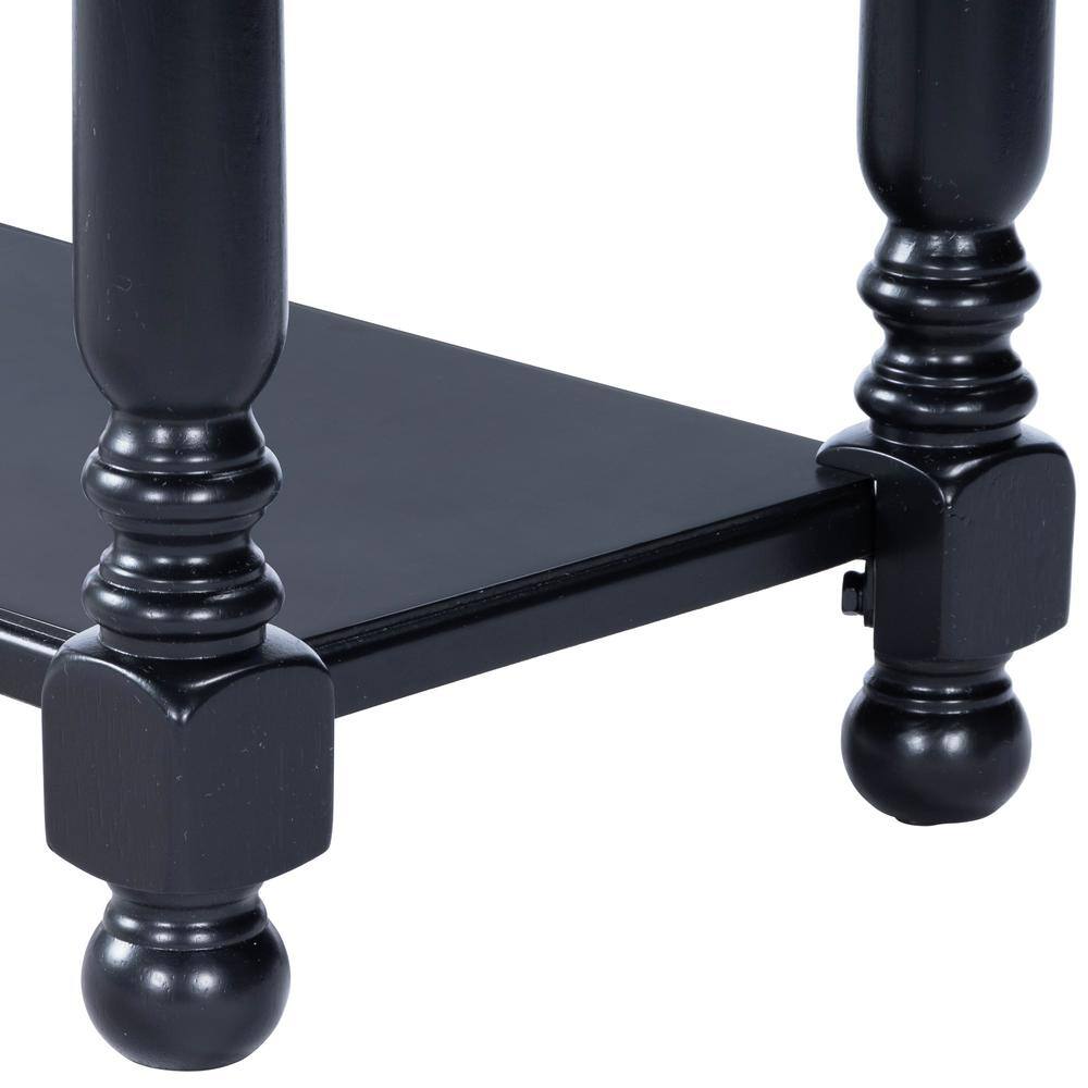 Devane Black Licorice Chairside Table with Pullout Shelf