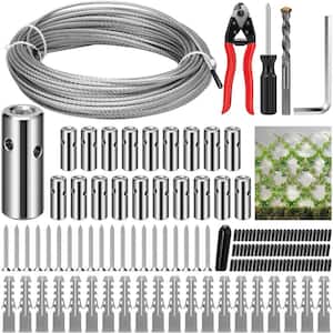 98 .4ft Stainless Steel Wire Trellis with 20 Set Holders for Climbing Plants, Vines