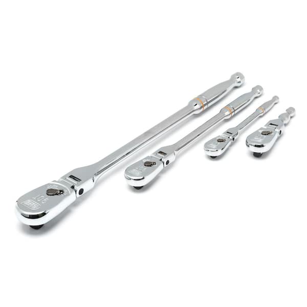 GEARWRENCH 1/4 in., 3/8 in. and 1/2 in. Drive 90-Tooth Flex-Head Teardrop  Ratchet Set (4-Piece) 81230T - The Home Depot