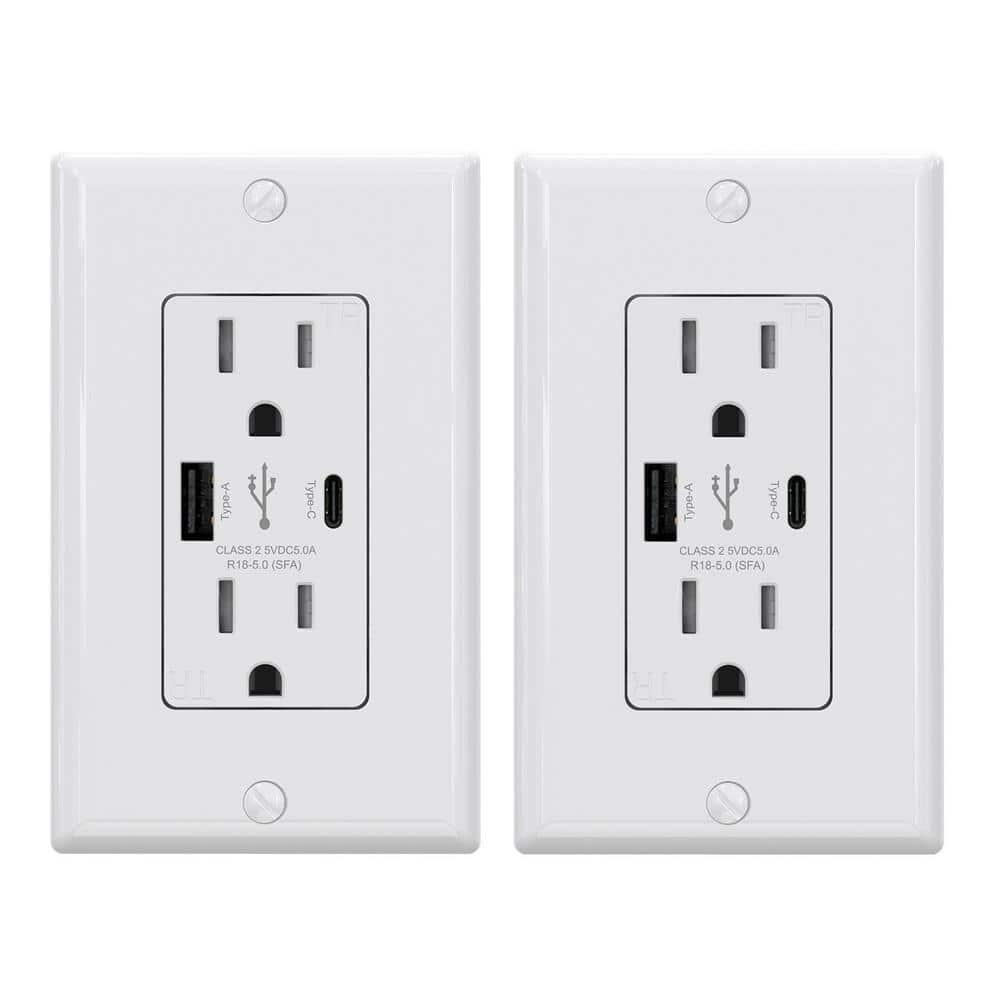 Reviews for ELEGRP 25-Watt 15 Amp Type A and Type C Dual USB Wall ...