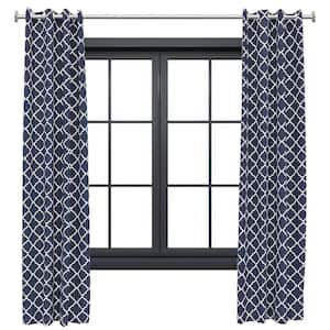 2 Indoor/Outdoor Curtain Panels with Grommet Top - 52 x 108 in (1.32 x 2.74 m) - Blue Quatrefoil