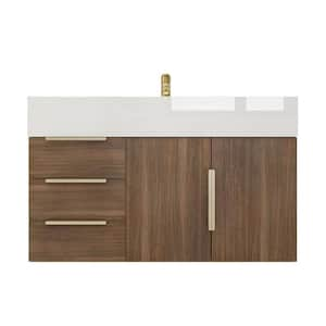 Bethany 36 in. W x 20 in. D x 22 in. H Single Sink Floating Bath Vanity in Rosewood with White Acrylic Top