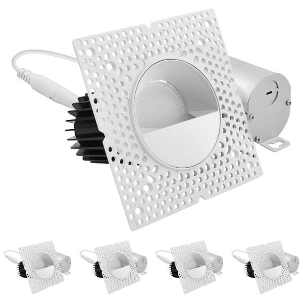 3 in. Trimless Recessed Light, 15W, 1100LM, 5CCT, 60°, Dimmable, Integrated LED Wall Washer Trim, White 4 Pack