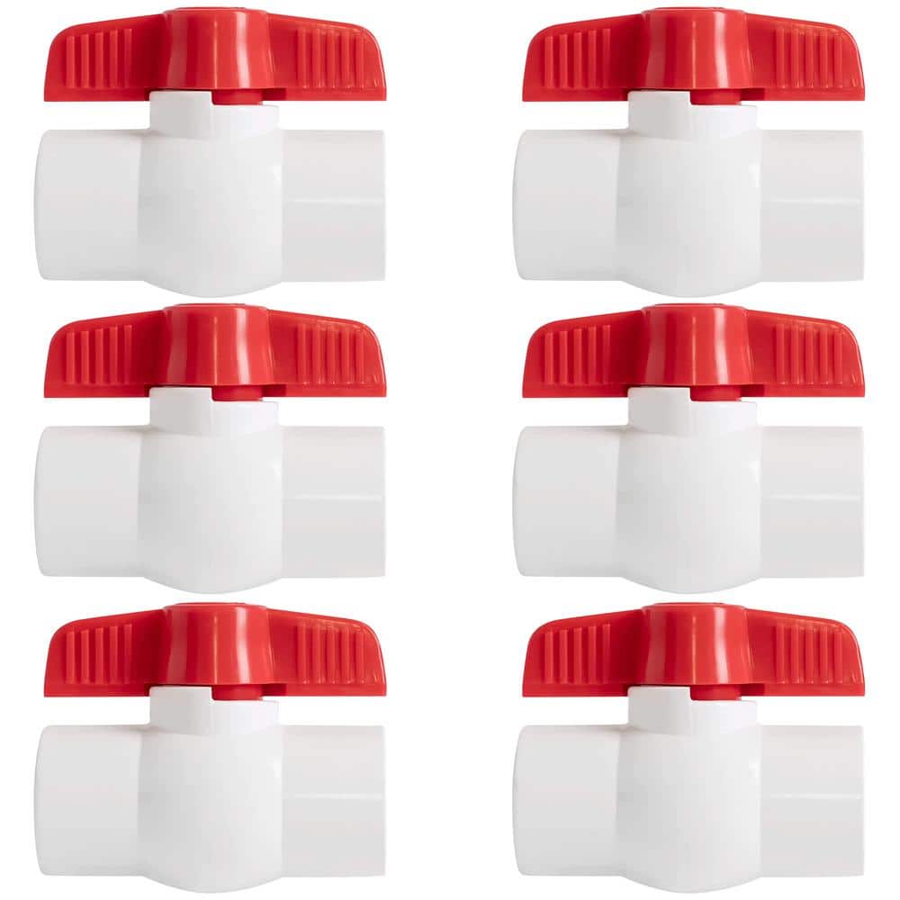 1/2 in. Slip x Slip PVC Schedule 40-Ball Valve (6-Pack)