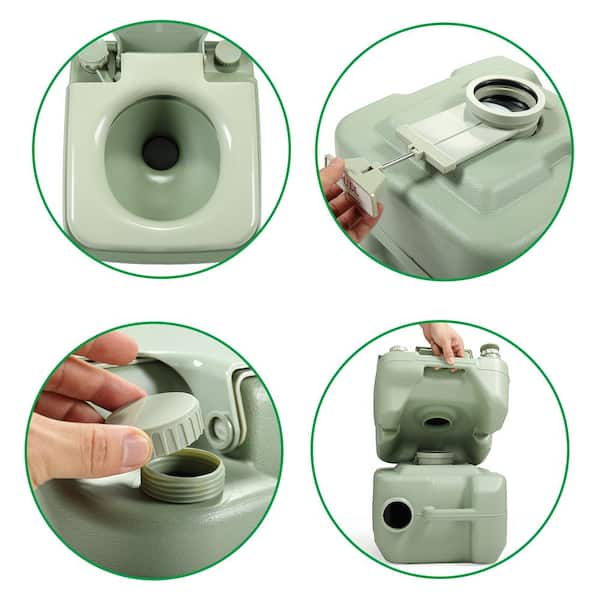 JAXPETY 2.6 Gal. Gray Porta Potty Portable Toilet No Leakage Camping RV  Outdoor Toilet TY91Y0181 - The Home Depot