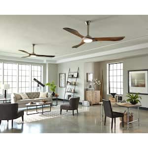 Minimalist Max 72 in. LED Indoor/Outdoor Brushed Steel Ceiling Fan with Dark Walnut Balsa Blades and Remote Control
