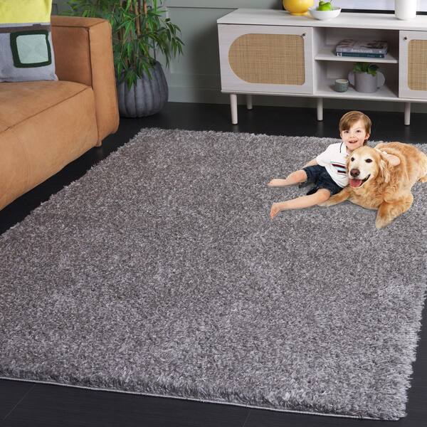 SAFAVIEH Lindsay Shag 9 ft. x 12 ft. Dark Gray Modern Solid Area