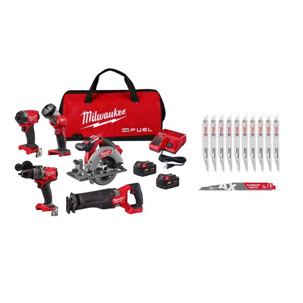 M18 FUEL 18V Lithium-Ion Cordless Combo Kit (5-Tool) w/ 2 5.0 Ah Batteries, Charger & SAWZALL Blades (11-PC) price history on PriceWatchPro