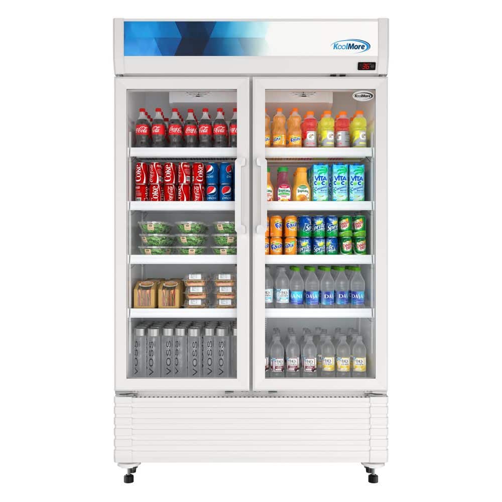 47 in. Commercial Two-Glass Door Merchandiser Refrigerator, 29 cu. ft. in White