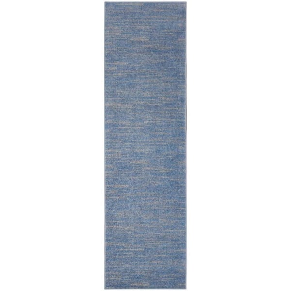 HomeRoots Blue, Gray 2 ft. x 8 ft. Woven Polypropylene Indoor/Outdoor Area Rug
