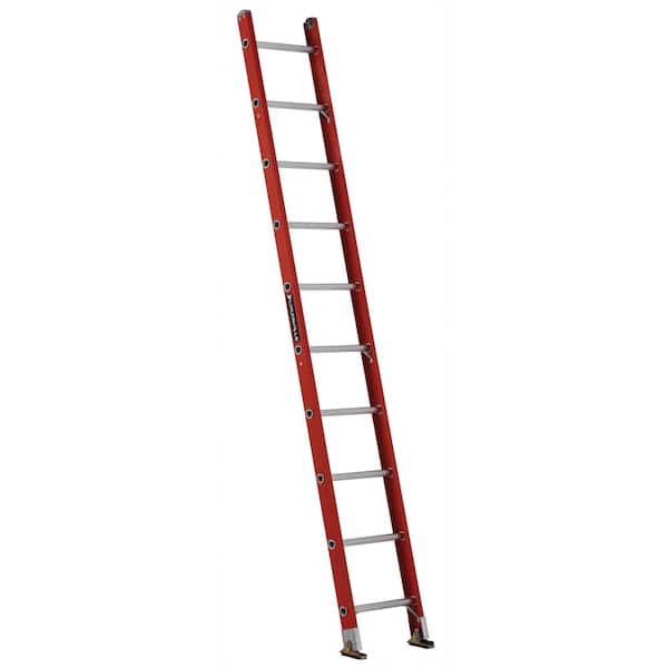 Louisville Ladder 10 ft. Fiberglass Single Ladder with 300 lbs. Load Capacity Type IA Duty Rating