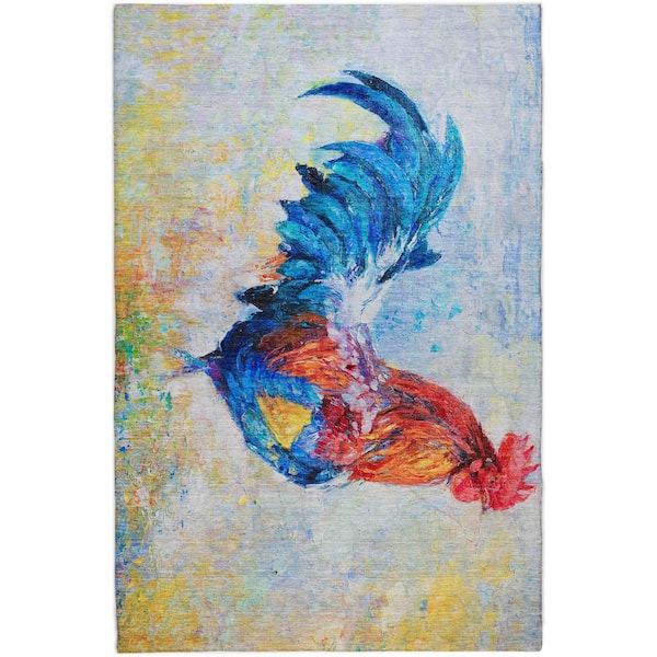 Dream Shag Premium Machine Washable Abstract ADS156 Blue 3 ft. x 5 ft. Area Rug