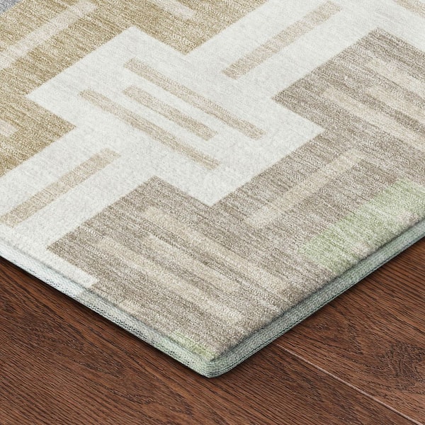 Mayfield Premium Machine Washable Abstract AMF2556 Ivory 2 ft. x 3 ft. Accent Rug