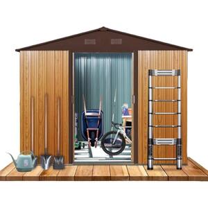 8 ft. W x 6 ft. Outdoor Metal Shed Storage in Coffee with Floor Base (48 sq. ft.)