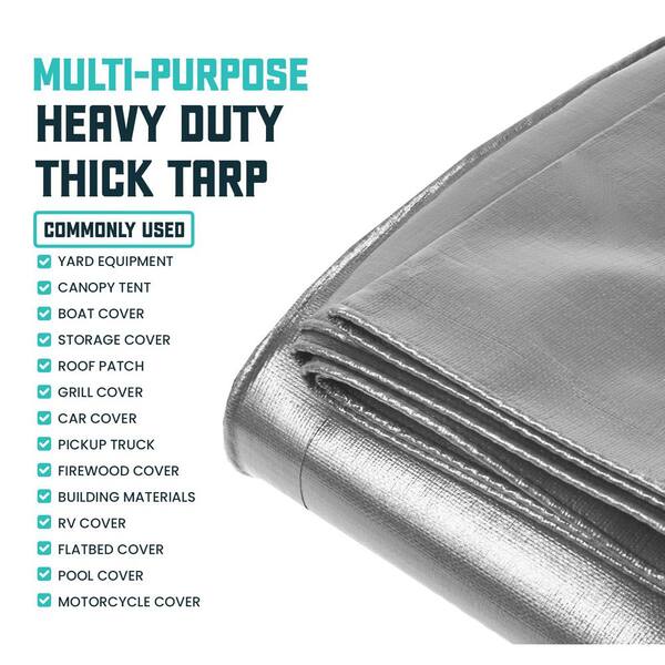 12'X26' EXTRA Heavy Duty 12 mil Silver Tarp 3 Ply Coated Reinforced Canopy 6 oz 12'X26' EXTRA Heavy Duty 12 mil Silver Tarp 3 Ply Coated Reinforced Canopy 6 oz
