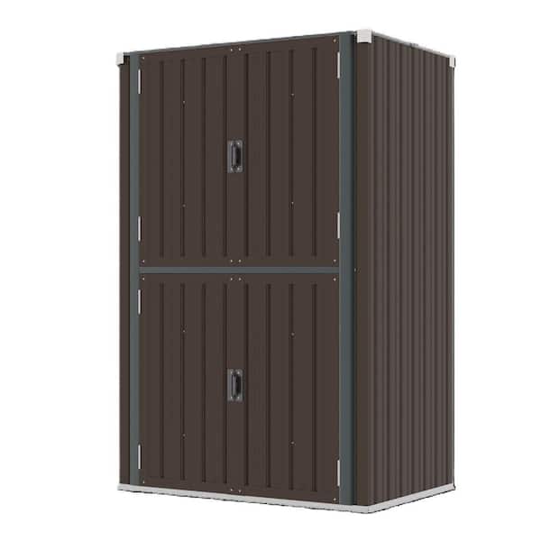 29.9 in. W x 46.4 in. D x 70 in. H Brown Metal Outdoor Storage Cabinet, Tools Storage Shed