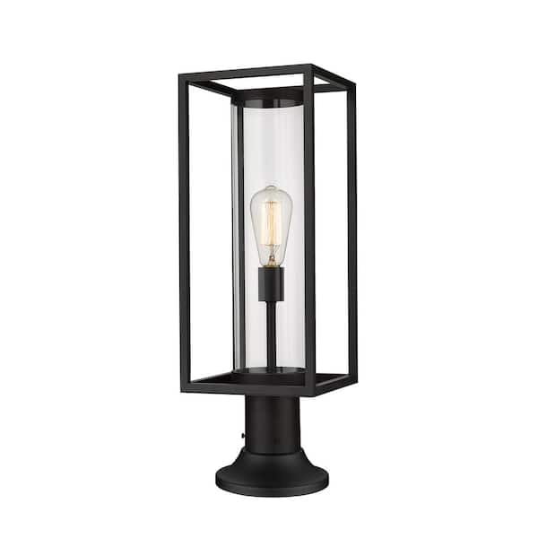 Unbranded Dunbroch 23 .75 in. 1-Light Black Alumin.um Hardwired Outdoor Weather Resistant Pier Mount Light with No Bulb in.cluded