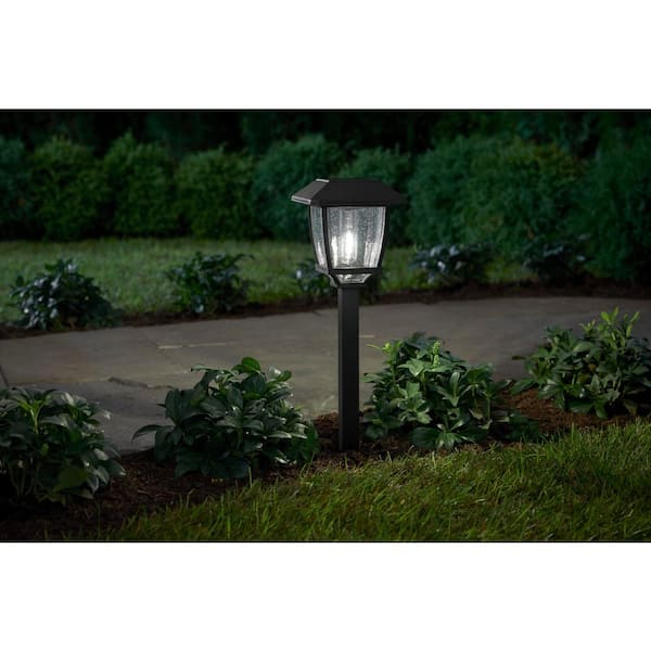 Hampton Bay Lincoln 14 Lumen Black LED Weather Resistant Outdoor Solar Path Light with Glass Lens