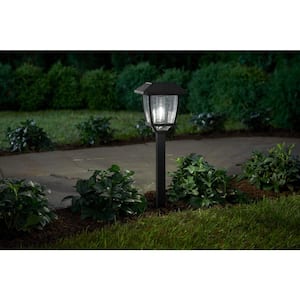 Lincoln 14 Lumens Solar Black LED Path Light with Seedy Glass Lens and Vintage Bulb