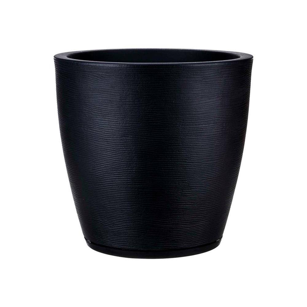 FLORIDIS Amsterdan Large Black Plastic Resin Indoor and Outdoor Planter