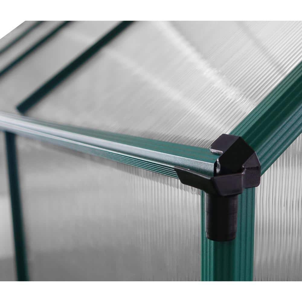 8' x 6' Green Polycarbonate Walk-In Greenhouse with Planter Beds