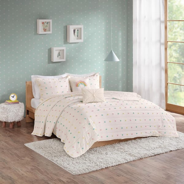 URBAN HABITAT KIDS Ensley 5-Piece Multi Full/Queen Cotton Jacquard Pom Pom Coverlet Set
