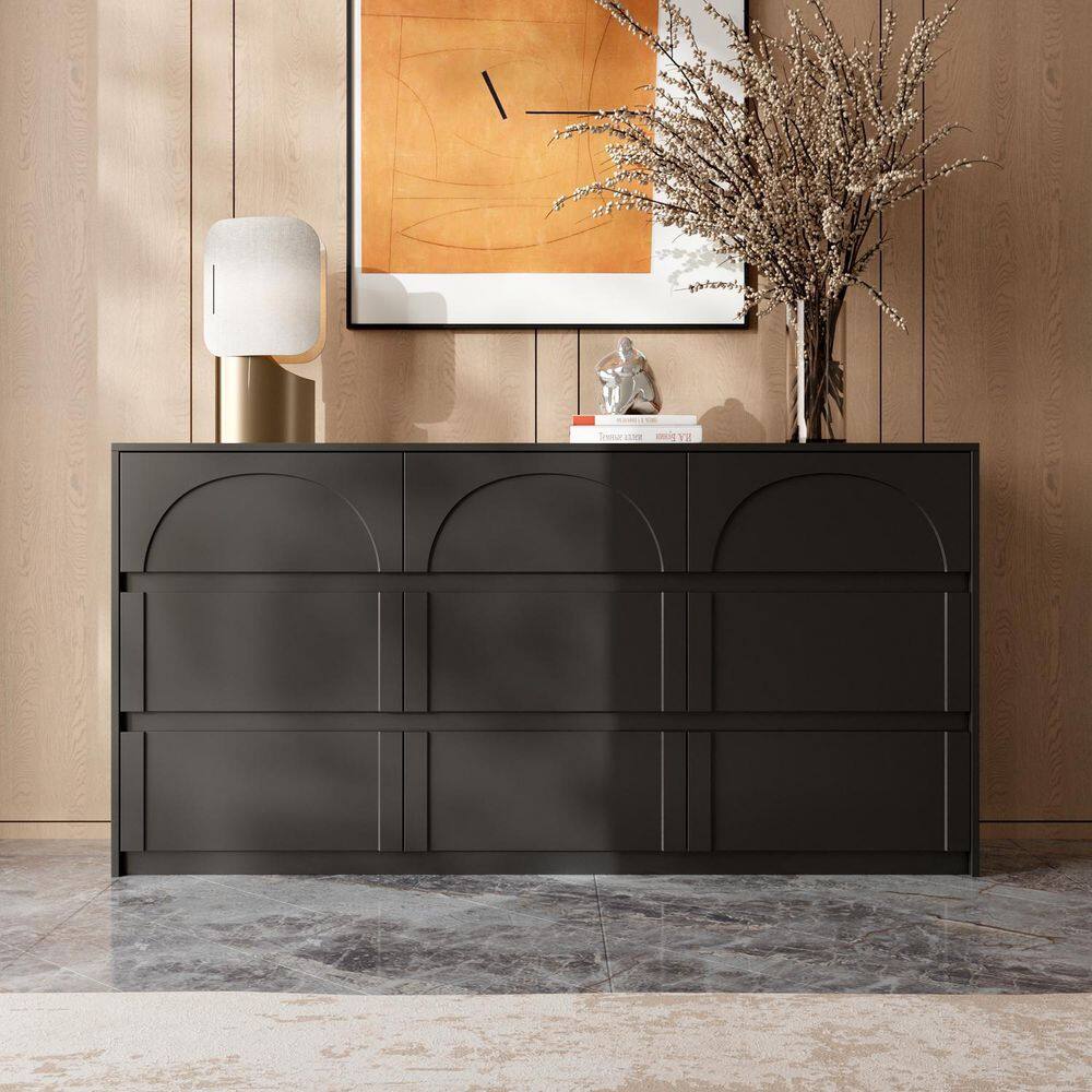 9-Drawer White Paint Finish Dresser Chest of Drawers 31.5 in. H x 63 in. W x 15.7 in. D - thumbnail 9