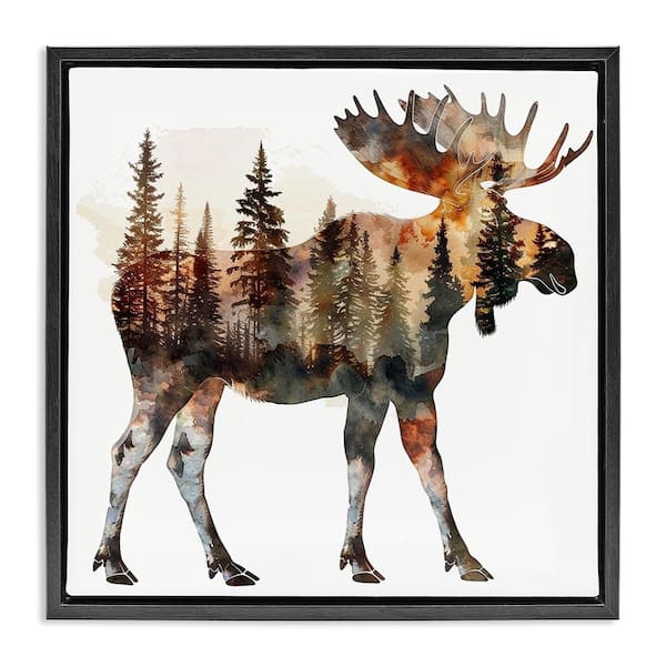 Stupell Industries Moose Forest Silhouette by LSR Design Studio Black Floater Frame Animal Graphic Art Print 25 in. x 25 in.