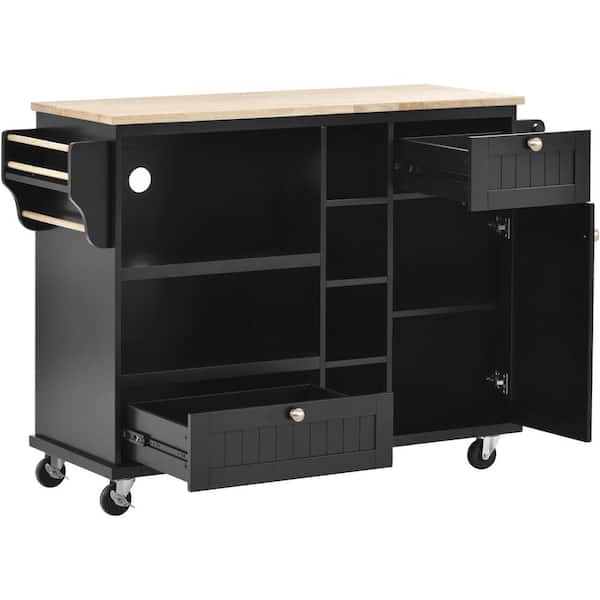 Unbranded 50.8 in. W x 18.1 in. D x 36.2 in. H Bathroom Black Linen Cabinet