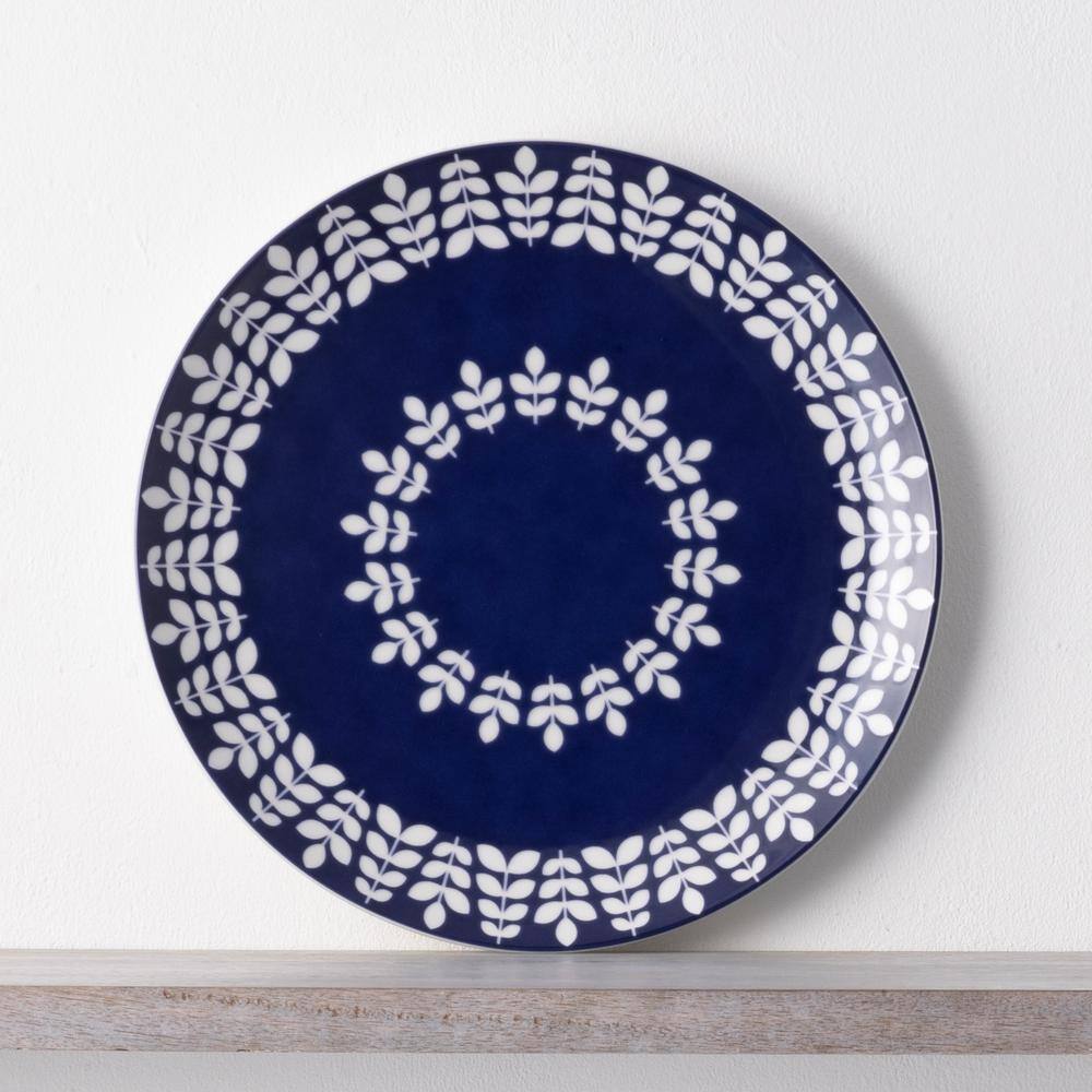 Blue and White Ceramic Round Platter Dish