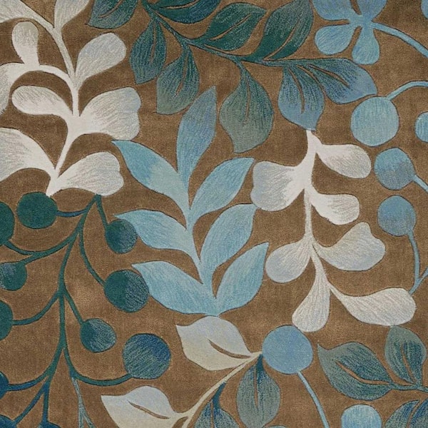 5 x 8 Blue Floral Washable Area Rug