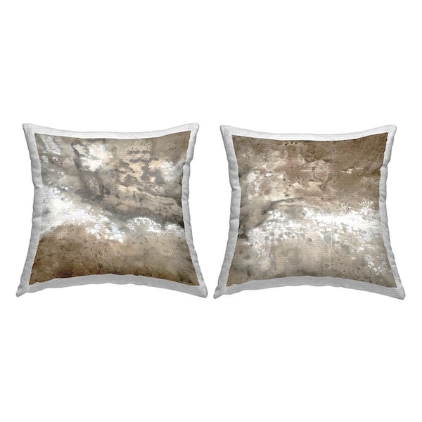 Stupell Industries Abstract Brown Splashes Brown Square Outdoor Throw Pillow 2-Pack