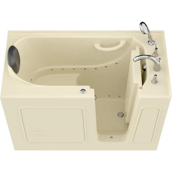 Universal Tubs Safe Premier 53 in. L x 26 in. W Right Drain Walk-in Air Bathtub in Biscuit