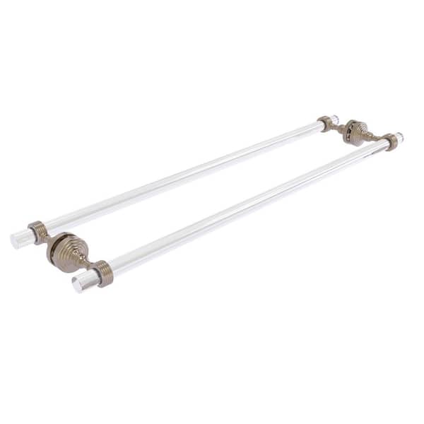 Pacific Grove Collection 30 in. Over-the-door Double Towel Bar in Antique Pewter with Groovy Accents