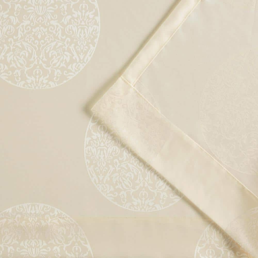 Ivory Linen Jacquard Grommet Top Curtain Panels