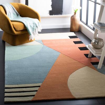 SAFAVIEH Metro Collection MET112A Handmade Premium Wool Living Room Dining Bedroom Area Rug 6' x 6' Square Ivory/Grey