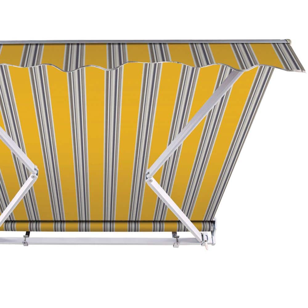 Sunny Yellow Striped Electric Retractable Patio Awning, 10 ft x 8 ft