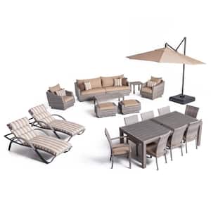 Cannes Estate 20-Piece Patio Conversation Set with Sunbrella Maxim Beige Cushions