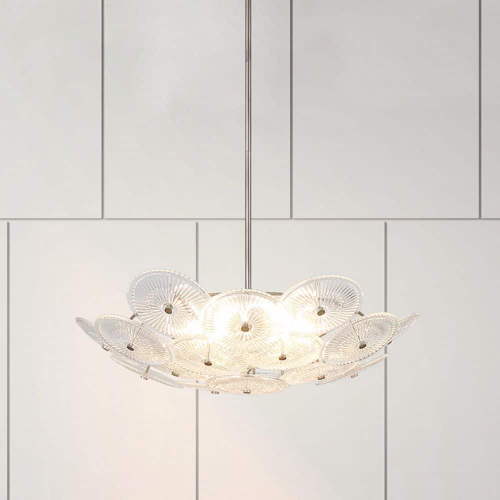 Avril 29 in. 6-Light Forged Bronze Chandelier with Clear Starburst Glass Shade price history on PriceWatchPro