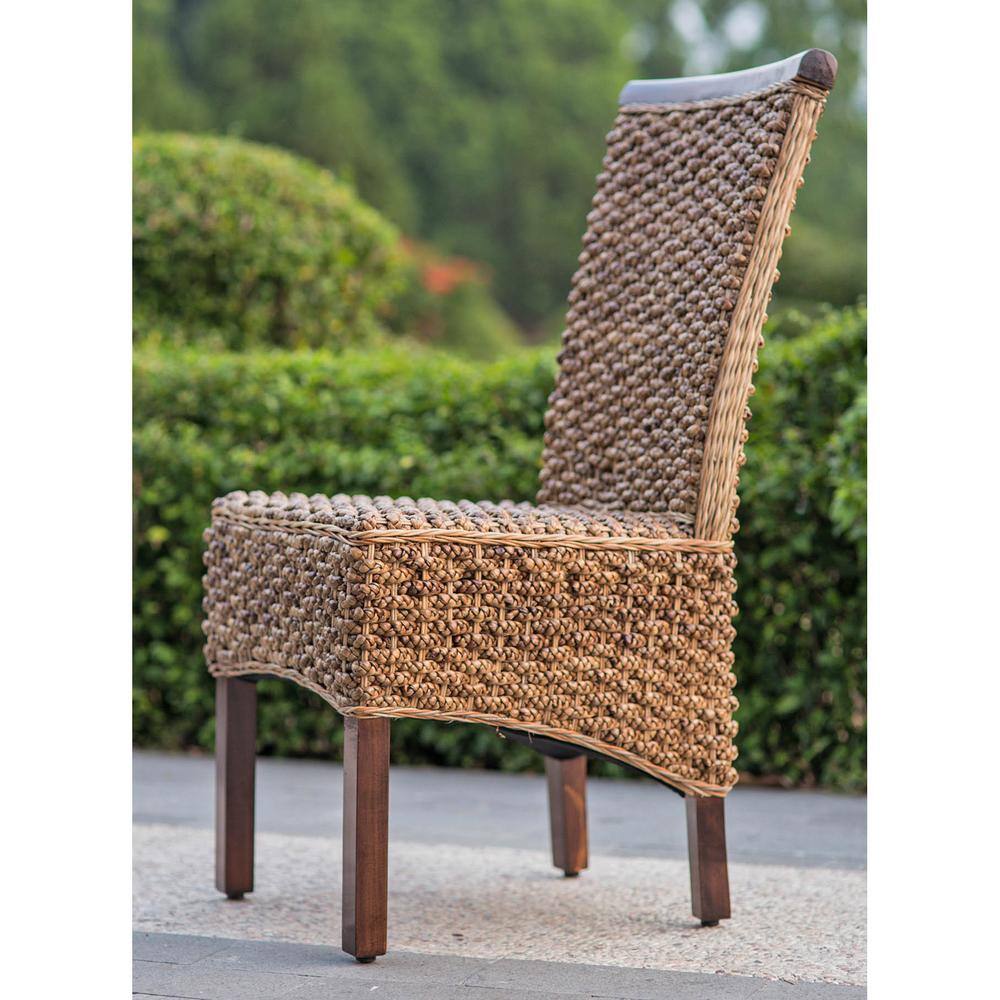 Bunga Hyacinth Weave High Parsons Side Chair in Salak Brown