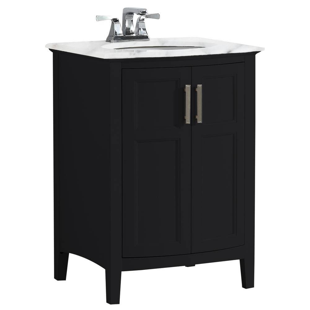 Simpli Home Winston 24 in. Rounded Front Bath Vanity in Black with ...