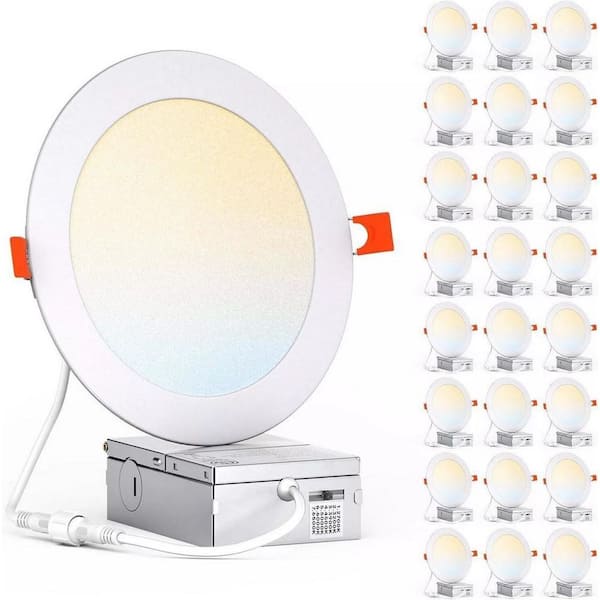 24-Pack 6 in. 12-Watt Dimmable Ultra-Thin LED Recessed Downlight with Junction Box, 2700K to 6500K Selecttable1050Lumens