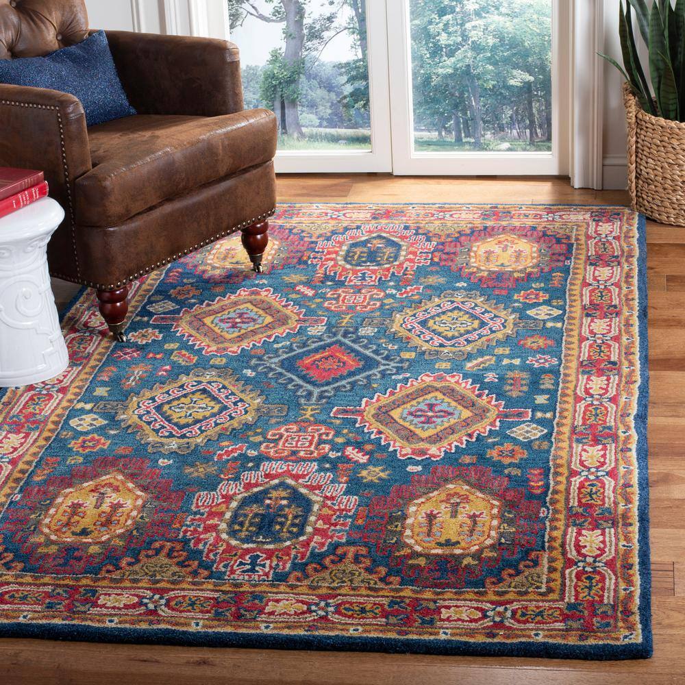 Heritage Navy and Red Hand-Tufted Wool Area Rug 3'x5'