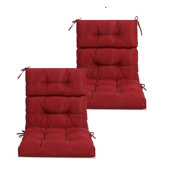 Tenleaf 2 Sets 24 in. x 22 in. High Back Outdoor or Indoor Adirondack Chair, Office Chair Cushions in Red