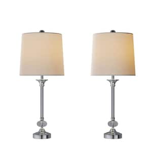 28 in. Faceted Silver Crystal Lamps (Set of 2)