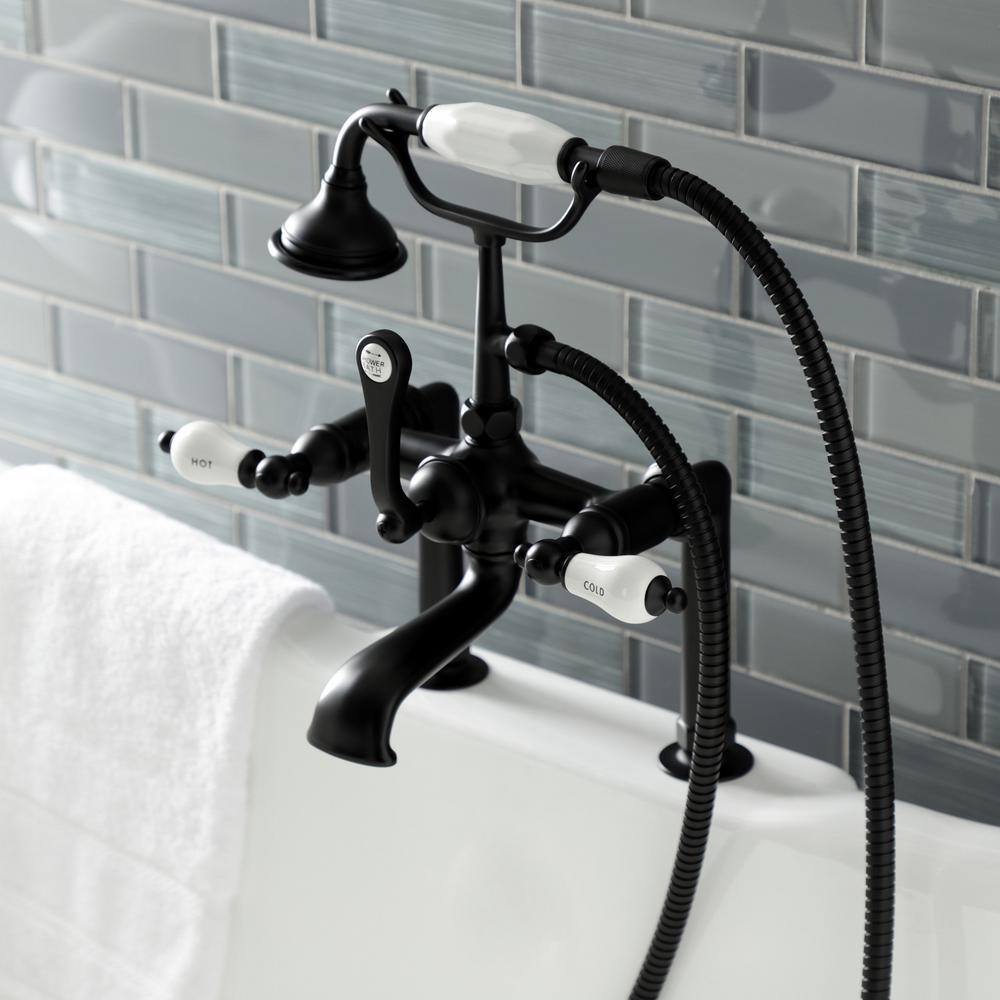 Matte Black Brass Clawfoot Tub Faucet with Hand Shower