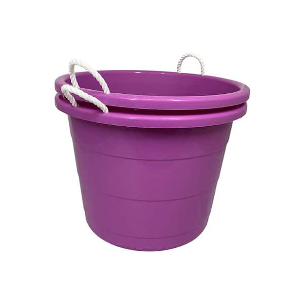 Homz 17 Gal Rope Handle Tub Storage Tote In Purple 2 Pack 0417plec 02 The Home Depot
