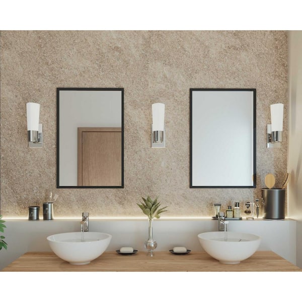 Zura Collection 1-Light Brushed Nickel Etched Opal Glass Modern Bath Vanity Light