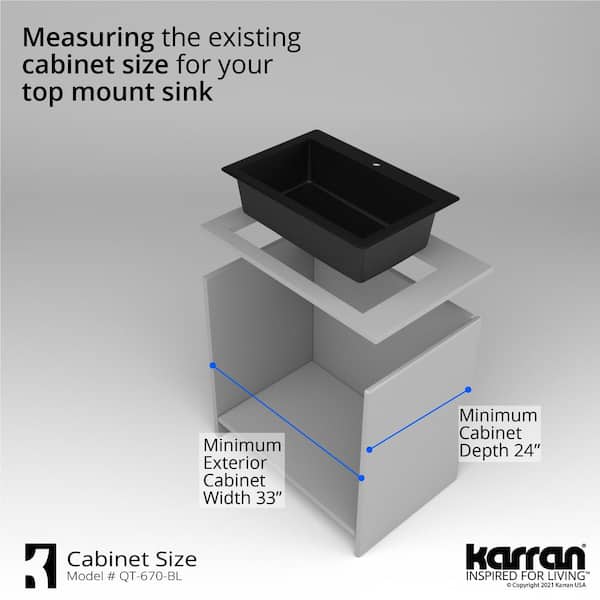 Karran QT-670 Quartz/Granite 33 in. Single Bowl Top Mount Drop-In